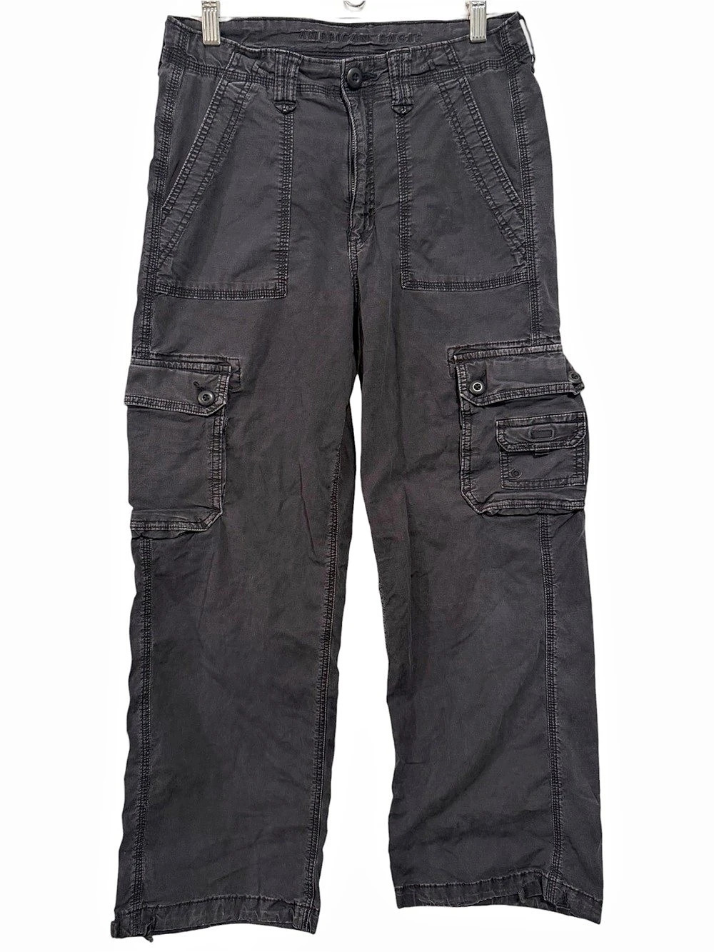 American Eagle Women's Cargo Pants Black Size 8 Short Streetwear Y2k Utility